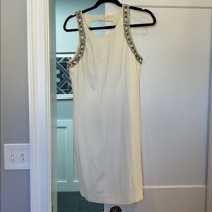 Elegant Cream Sleeveless Dress with Beading